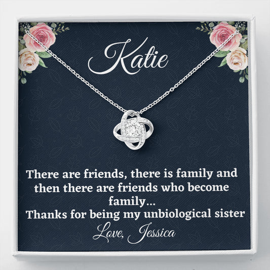 Gift for Best Friend, Personalized Love Knot Necklace, Unbiological Sister Gift, Gift For Your BFF, Sister Gift