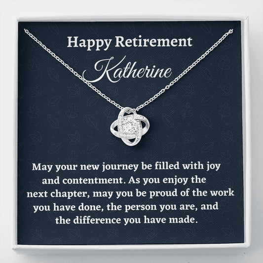 Personalized Retirement Gift for Women, Retirement Necklace Coworker Retirement Gift, Love Knot Necklace, Gifts for Retiring Colleague