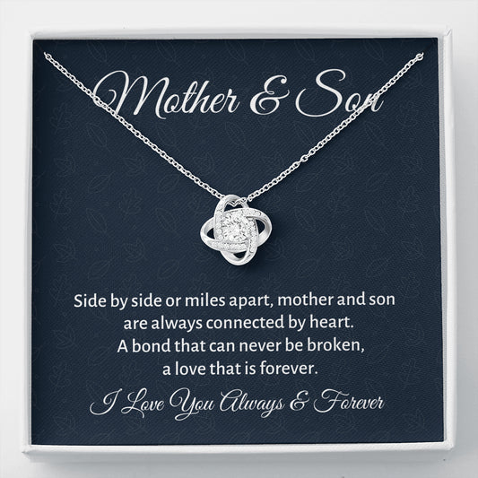 Mother & Son Love Knot Necklace Gift, Mom Birthday Gift or Christmas Present from Son, To Parents Appreciation Gift