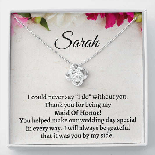 Maid of Honor Thank You Gift From Bride,Personalized Maid of Honor Thank You Gift, Love Knot Necklace, Appreciation Gift, Jewelry Gift, Matron of Honor Gift