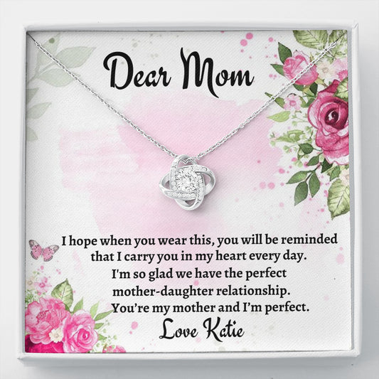 Gift for Mom, Love Knot Necklace Gift For Mom, Birthday Gift, Present From Daughter to Mother Christmas Gift