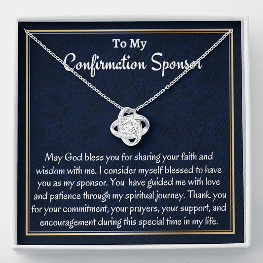 Confirmation Sponsor Gift for Women, Love Knot Necklace, Religious Appreciation Gift, To My Confirmation Sponsor Thank You Necklace