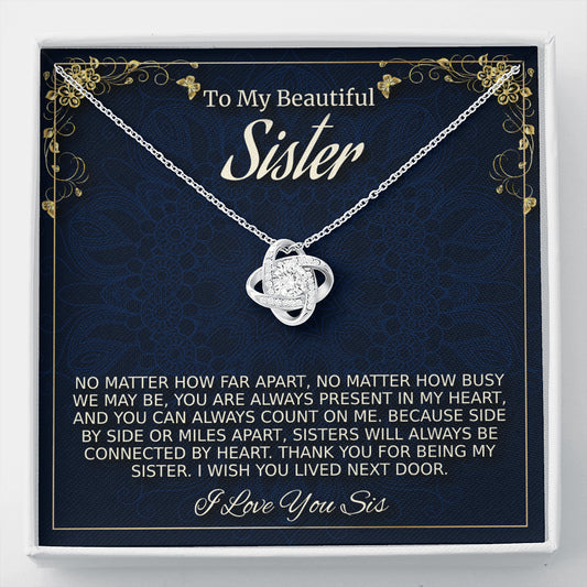 Sister Necklace Gift, Love Knot Necklace, Gift For Soul Sister, Birthday Gift For A Sister, Best Friend Christmas Gift