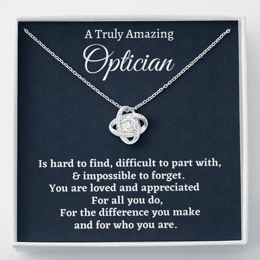 Optician Gift, Appreciation Gift For An Optician, Love Knot Necklace, Personalized Optician Gift, Jewelry Gift For Women