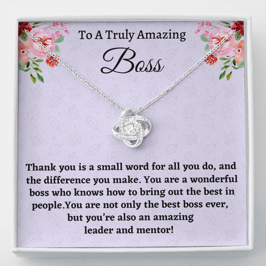 Boss Gift for Women Boss, Love Knot Necklace, Boss Lady Jewelry Gift, Appreciation Thank You Gift For An Amazing Boss