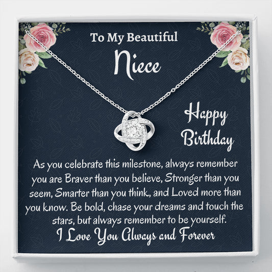 To My Niece Birthday Gift, Love Knot Necklace, Gift For Niece From Aunt, Birthday Jewelry Gift, Uncle to Niece Gift