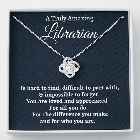 Librarian Gift, Appreciation Gift For A Librarian, Love Knot Necklace Personalized Gift, Jewelry Gift For Women