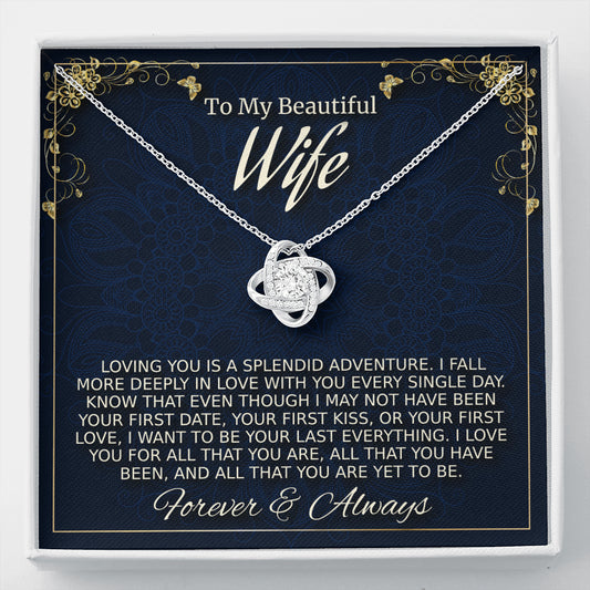 Wife Gift Necklace, Anniversary Gift for Wife, Love Knot Necklace, Birthday Gift for Wife, Christmas Gift for Wife