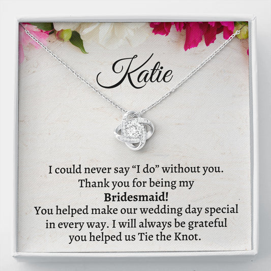 Bridesmaid Thank You Gift From Bride, Personalized Bridesmaid Thank You Gift, Love Knot Necklace, Appreciation Gift, Bridesmaid Jewelry Gift