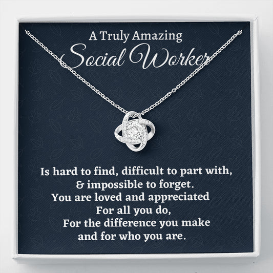 Social Worker Gift, Appreciation Gift For A Social Worker, Love Knot Necklace Personalized Gift, Jewelry Gift For Women