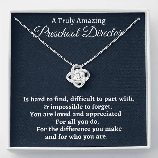 Preschool Director Gift, Appreciation Gift For A Preschool Director, Love Knot Necklace, Personalized Preschool Director Gift, Jewelry Gift For Women