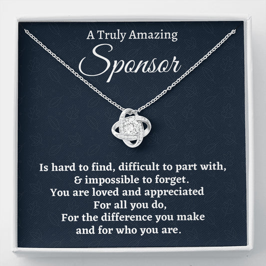 Sponsor Gift, Appreciation Gift For A Sponsor, Love Knot Necklace Personalized Gift, Jewelry Gift For Women