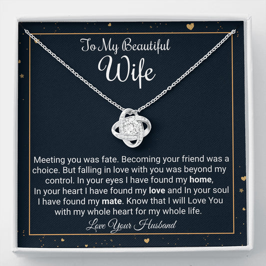 To My Wife Necklace Gift, Love Knot Necklace, Christmas Gift for Wife, Birthday Gift For Her, Jewelry Gift For Wife From Husband