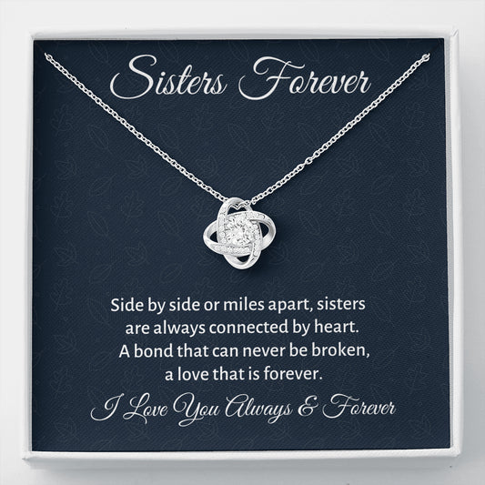 Forever Sister Gift, Love Knot Necklace Gift For Sister, Sister To Sister Christmas or Birthday Gift, Big Sis or Little Sis Gift