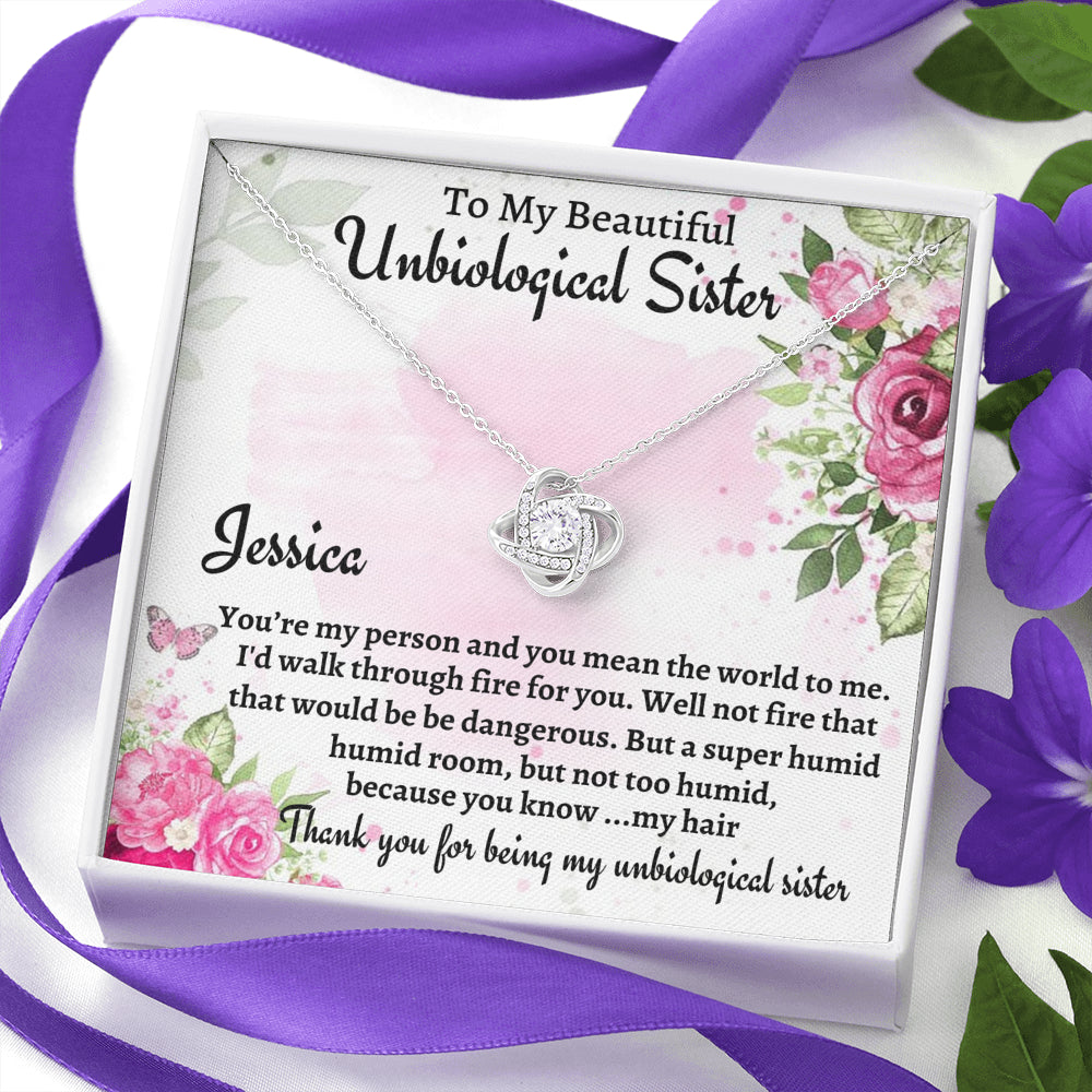 Unbiological Sister Gift, Personalized Love Knot Necklace, Gift For A Soul Sister, Birthday Gift For A Friend, Best Friend Christmas Gift