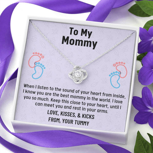 Mom To Be Gift, Love Knot Necklace Gift For Expecting Mom, Mommy To Be Gift Mommy Present From Unborn Baby, Pregnancy Gift