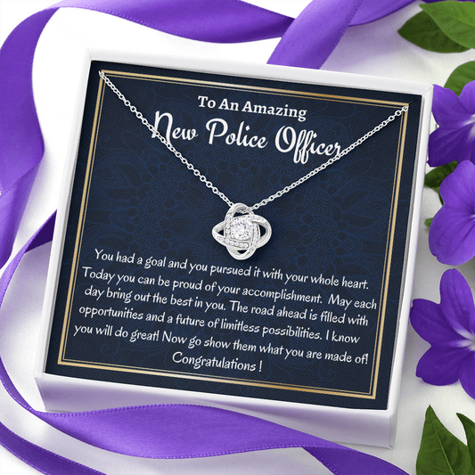 Police Officer Gift, Graduation Gift For Women, Love Knot Necklace, New Police Officer Gift, Gift For Her