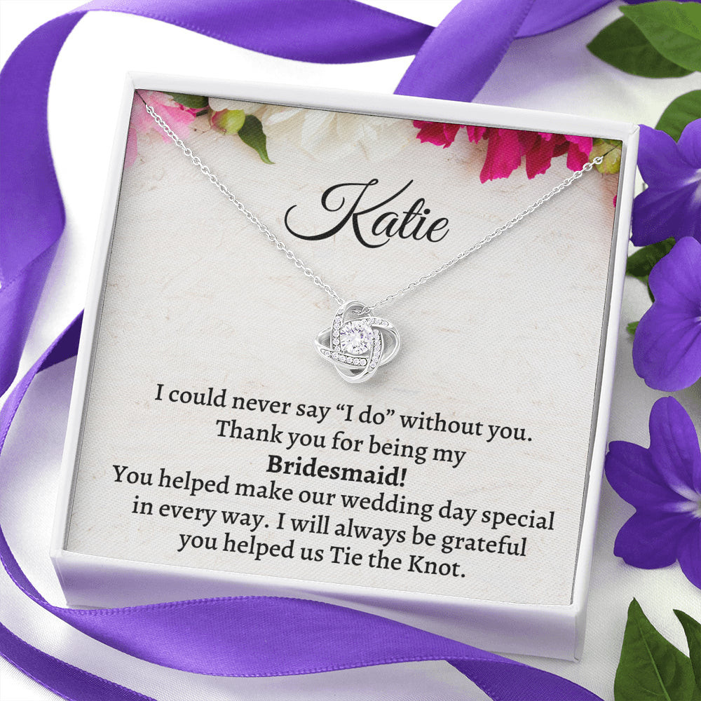 Bridesmaid Thank You Gift From Bride, Personalized Bridesmaid Thank You Gift, Love Knot Necklace, Appreciation Gift, Bridesmaid Jewelry Gift
