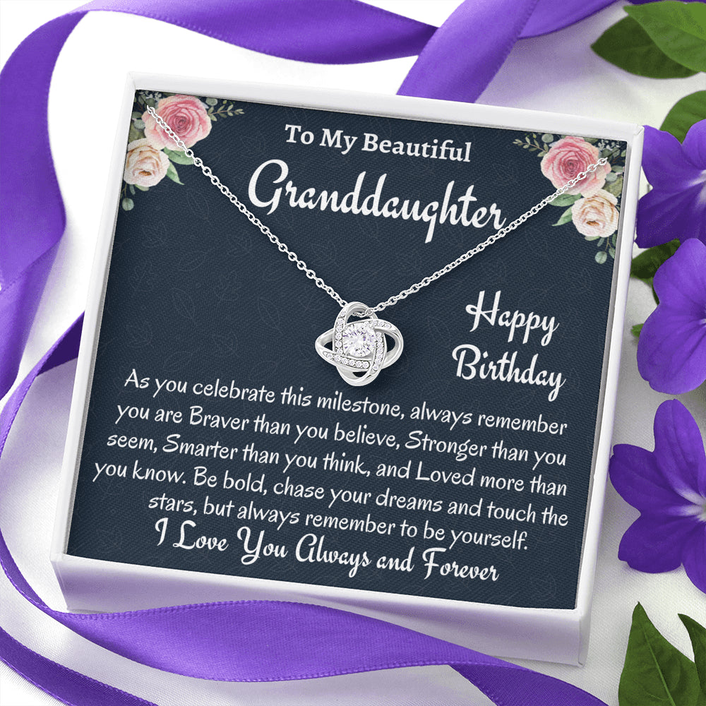 To My Granddaughter Birthday Gift, Love Knot Necklace, Gift For Granddaughter From Grandma, Birthday Jewelry, Grandfather to Granddaughter