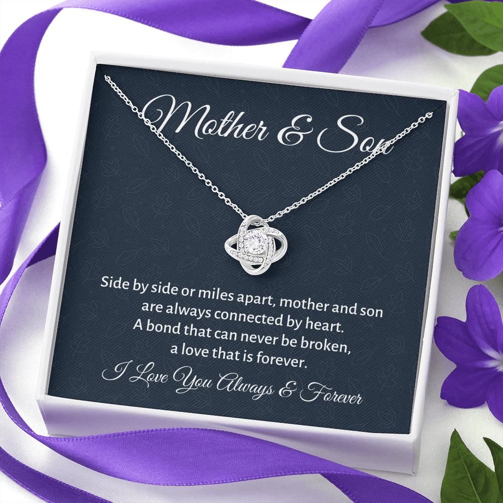 Mother & Son Love Knot Necklace Gift, Mom Birthday Gift or Christmas Present from Son, To Parents Appreciation Gift