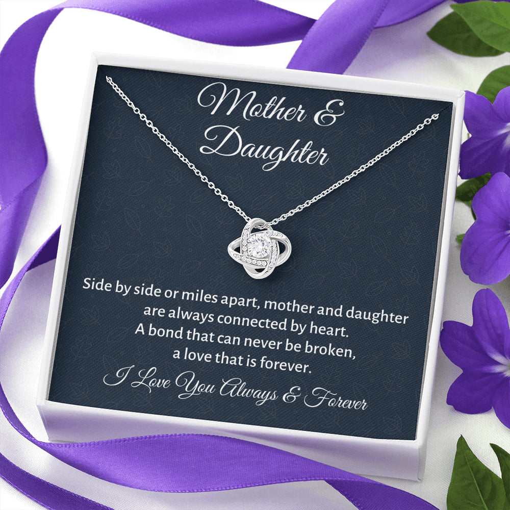 Mother & Daughter Love Knot Necklace Gift, Mom Birthday or Christmas Present from Daughter, Parent Appreciation Gift