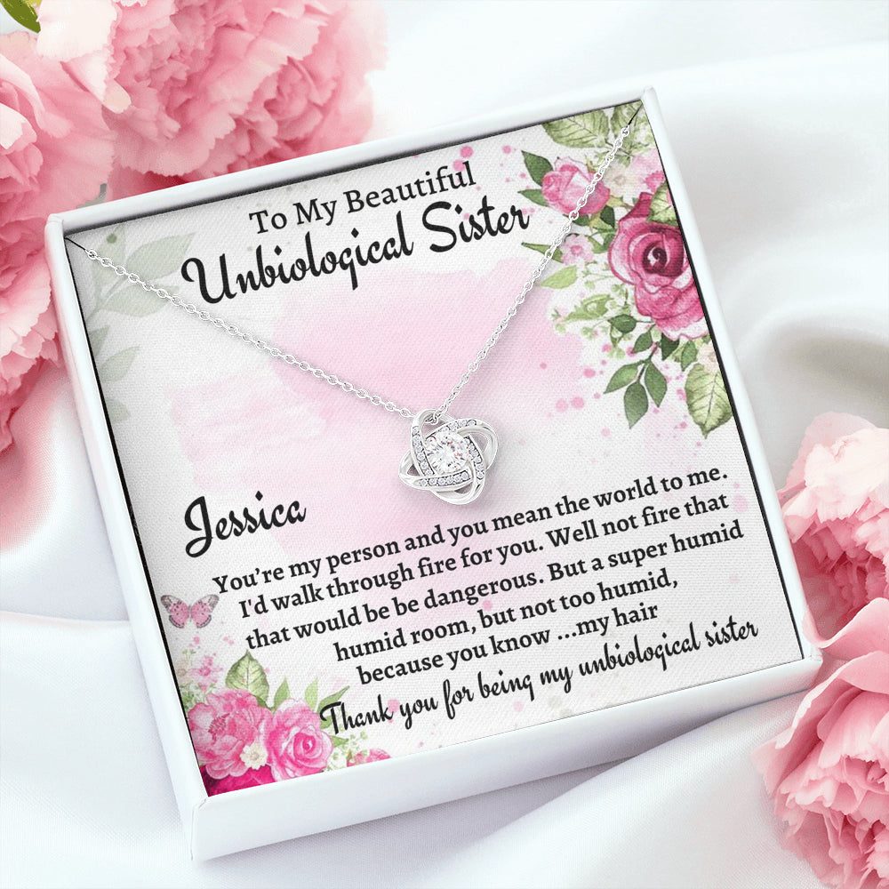 Unbiological Sister Gift, Personalized Love Knot Necklace, Gift For A Soul Sister, Birthday Gift For A Friend, Best Friend Christmas Gift