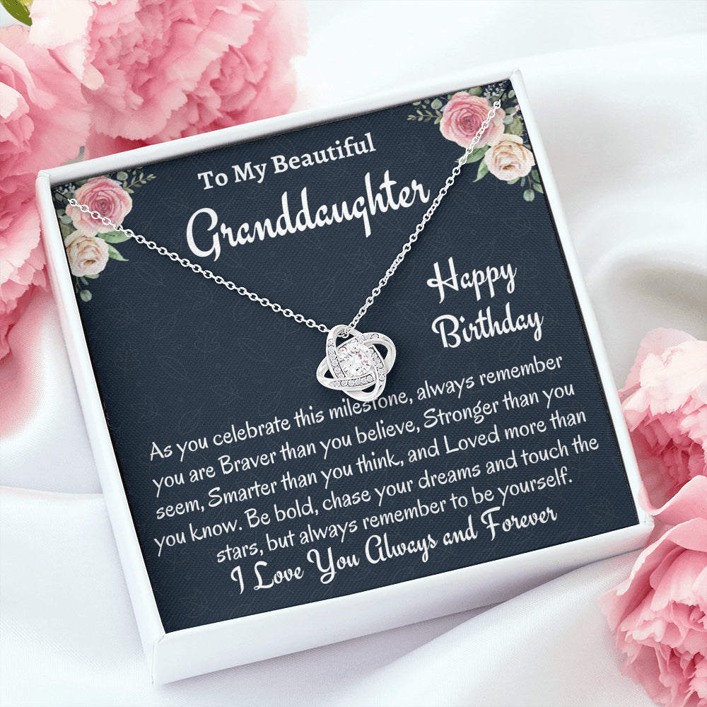 To My Granddaughter Birthday Gift, Love Knot Necklace, Gift For Granddaughter From Grandma, Birthday Jewelry, Grandfather to Granddaughter
