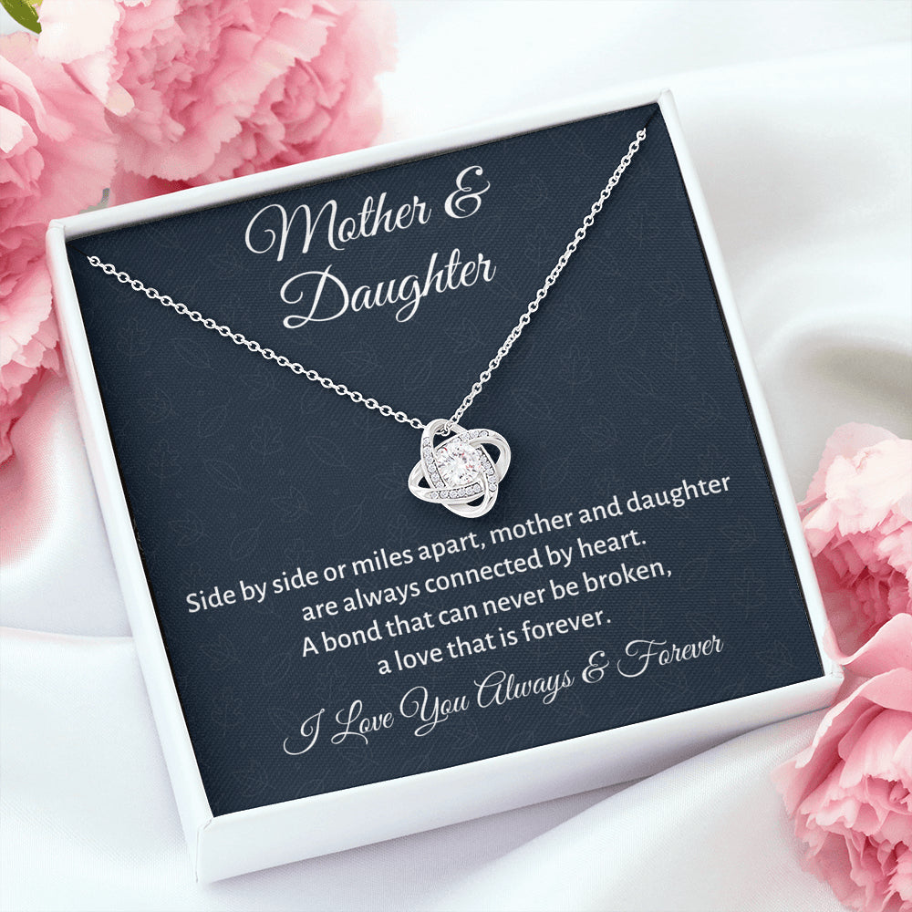 Mother & Daughter Love Knot Necklace Gift, Mom Birthday or Christmas Present from Daughter, Parent Appreciation Gift