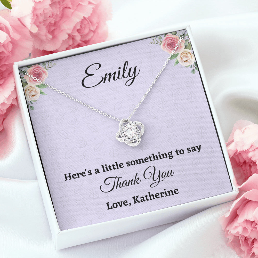 Personalized Thank You Gift, Love Knot Necklace, Appreciation Jewelry Gift For Women, Wedding Thank You, Mindfulness Gift For A Friend