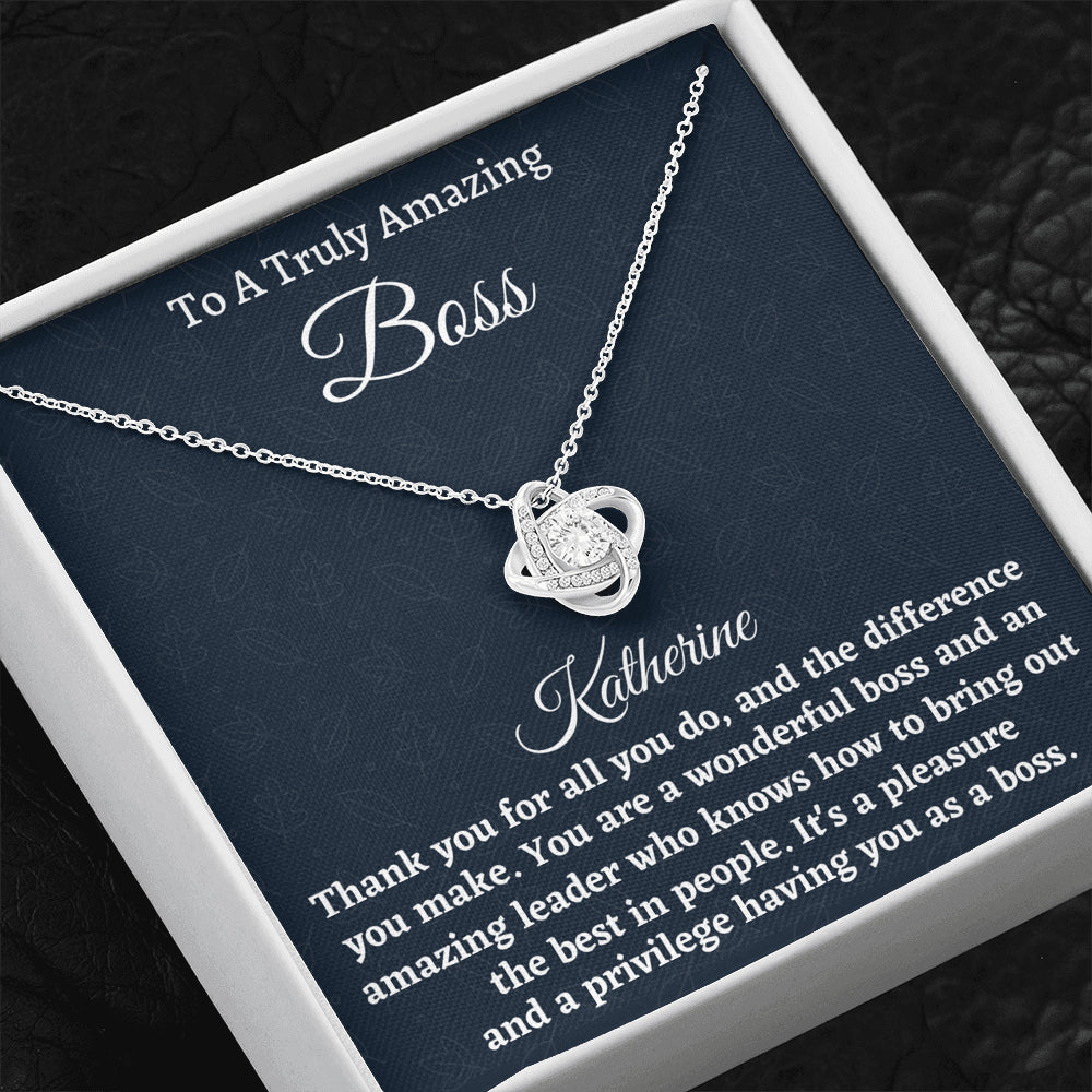 Personalized Boss Gift for Women Boss, Love Knot Necklace, Boss Lady Jewelry Gift, Appreciation Thank You Gift For An Amazing Boss