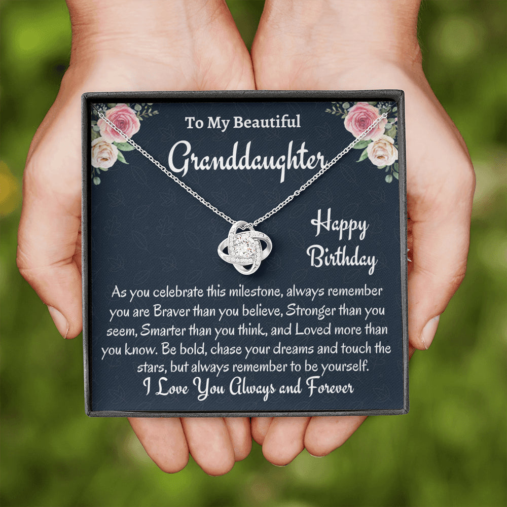 To My Granddaughter Birthday Gift, Love Knot Necklace, Gift For Granddaughter From Grandma, Birthday Jewelry, Grandfather to Granddaughter