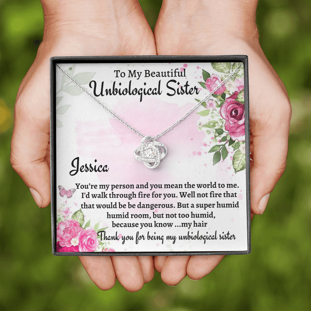 Unbiological Sister Gift, Personalized Love Knot Necklace, Gift For A Soul Sister, Birthday Gift For A Friend, Best Friend Christmas Gift