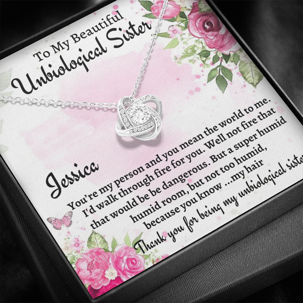 Unbiological Sister Gift, Personalized Love Knot Necklace, Gift For A Soul Sister, Birthday Gift For A Friend, Best Friend Christmas Gift