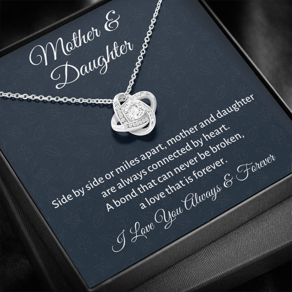 Mother & Daughter Love Knot Necklace Gift, Mom Birthday or Christmas Present from Daughter, Parent Appreciation Gift