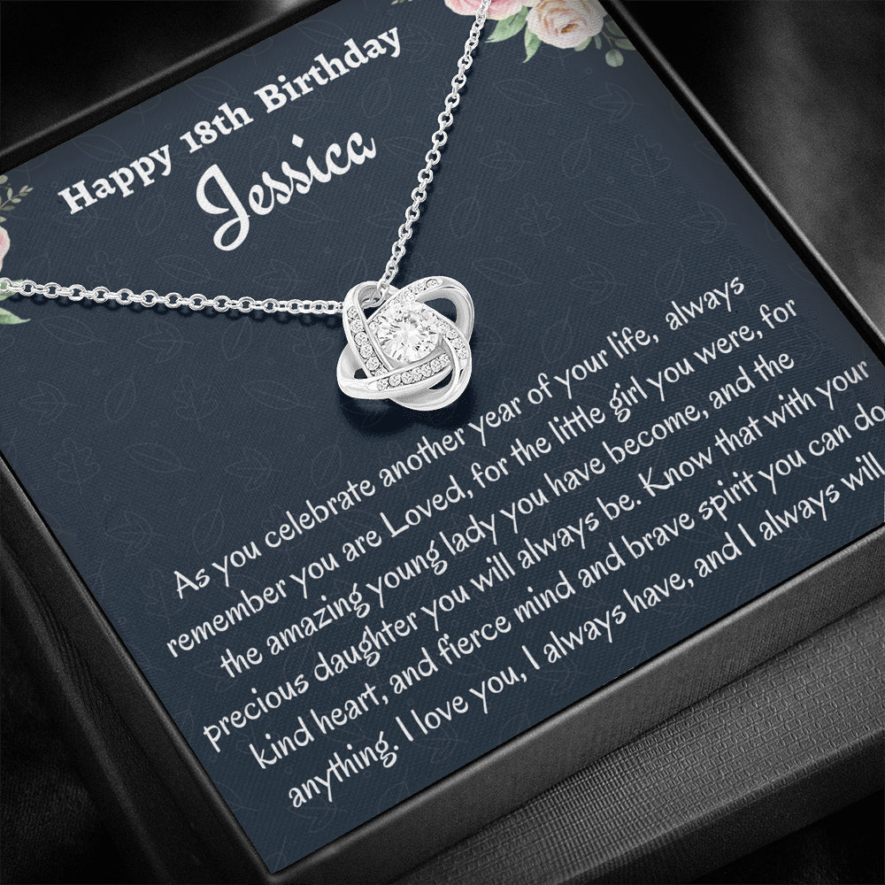 Birthday Gift for 18 Year Old Girl, Personalized Eighteenth Birthday Gift, Love Knot Necklace, Birthday Present for 18 Year Old, Birthday Gift For A Daughter