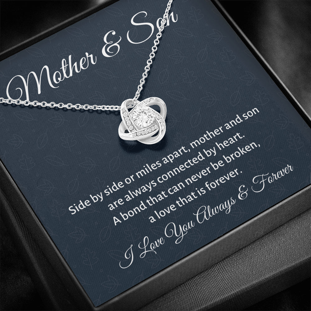 Mother & Son Love Knot Necklace Gift, Mom Birthday Gift or Christmas Present from Son, To Parents Appreciation Gift