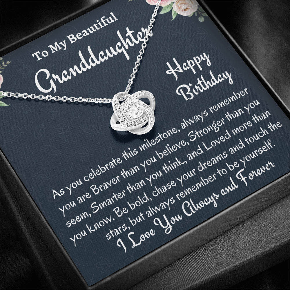 To My Granddaughter Birthday Gift, Love Knot Necklace, Gift For Granddaughter From Grandma, Birthday Jewelry, Grandfather to Granddaughter