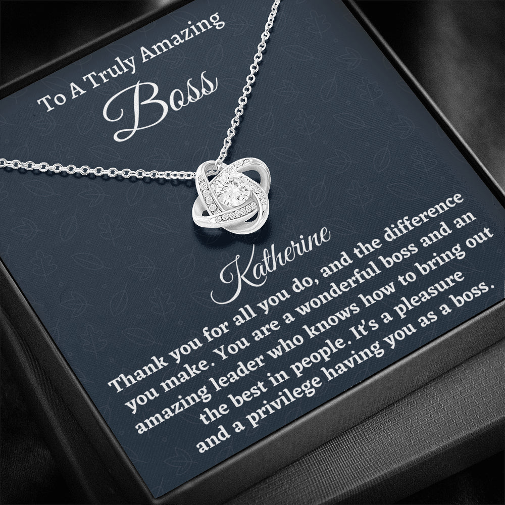 Personalized Boss Gift for Women Boss, Love Knot Necklace, Boss Lady Jewelry Gift, Appreciation Thank You Gift For An Amazing Boss