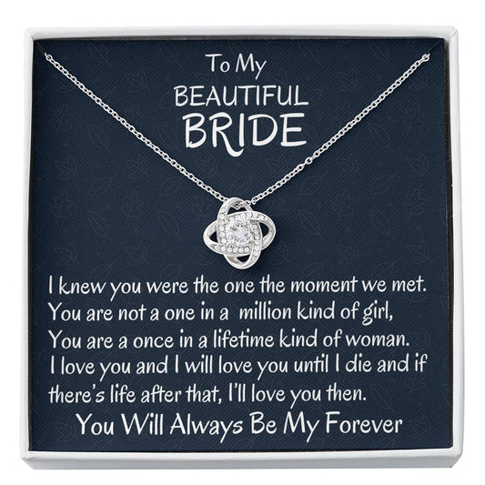 To My Bride Love Knot Necklace Gift, From Groom To Bride, Wedding Day Gift For Bride From Groom, To My Bride Gift