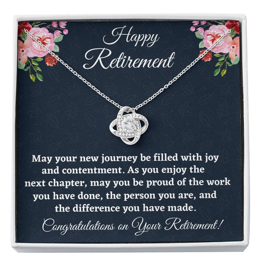Retirement Gifts for Women Necklace, Coworker Retirement Gift, Teacher Retirement Gift, Love Knot Necklace, Gifts for Retiring Colleague