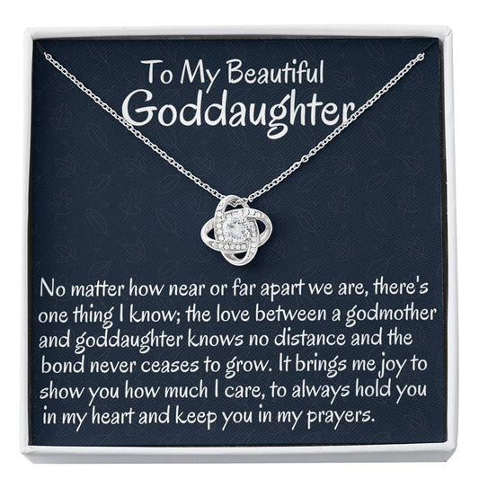 To My Goddaughter Necklace Gift, Goddaughter Gift from Godmother Love Knot Necklace Gift for First Communion, Confirmation, Birthday
