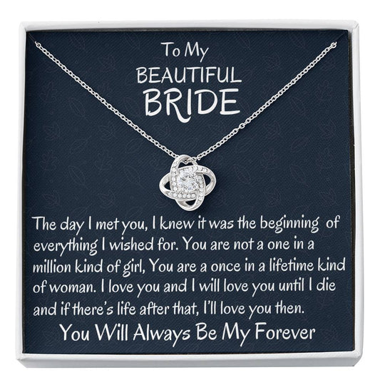 From Groom To Bride Love Knot Necklace Gift, To My Bride Gift, Wedding Day Gift For Bride