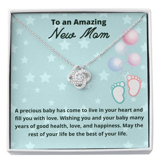 Gift for New Mom Love Knot Necklace First Time Mom to be Gifts, Present for New Mom, Unique New Mom Gift