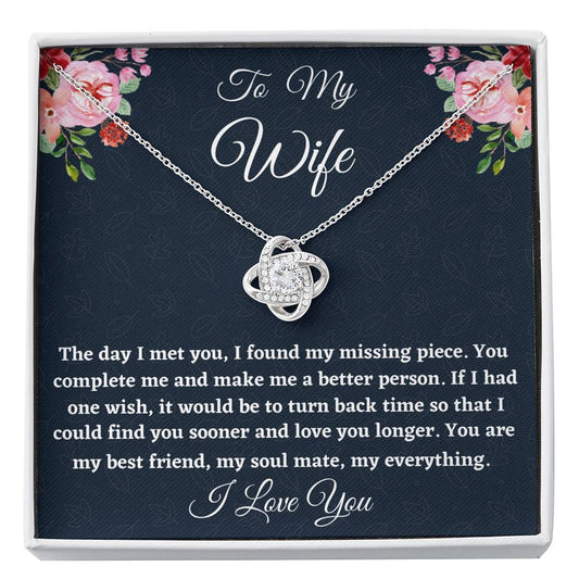 To My Wife Necklace Gift, Love Knot Necklace Wife Appreciation Gift For Her Anniversary, Birthday Gift, Gift For Her