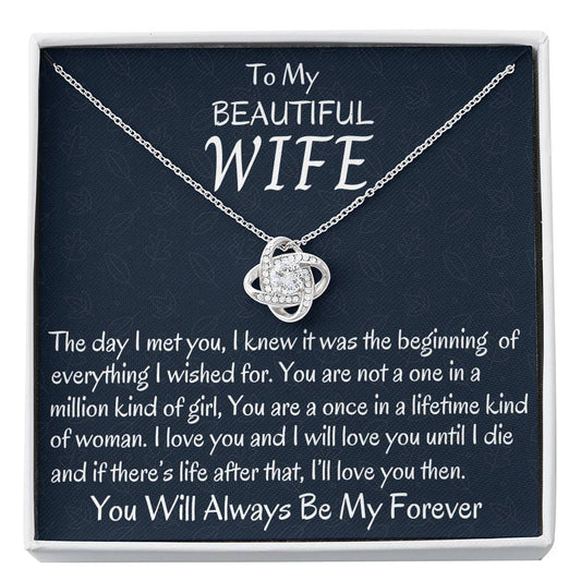 To My Wife Gift Love Knot Necklace For Her Anniversary, Birthday Gift, Gift For Her, Gift For Wife