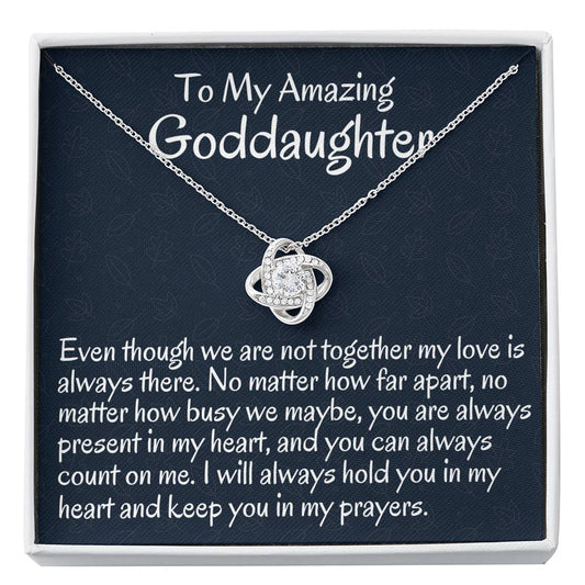To My Goddaughter Gift, Goddaughter Gift from Godmother Love Knot Necklace Gift for Baptism, Confirmation, Graduation Birthday