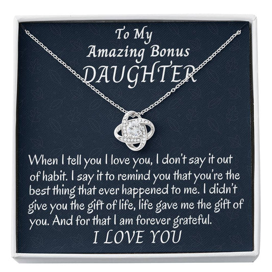 To my Bonus Daughter Love Knot Necklace, Stepdaughter Gift, Bonus Daughter Birthday Gift, Gift for Bonus Daughter, Daughter in Law