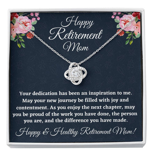 Retirement Gifts for Mom Necklace, Love Knot Necklace, Happy Retirement Gifts for Retiring Mother, Mom Retirement Gift