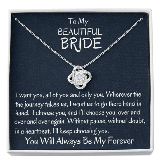 To My Beautiful Bride Love Knot Necklace, Groom To Bride Gift, Wife To Be Gift, My Love Gift