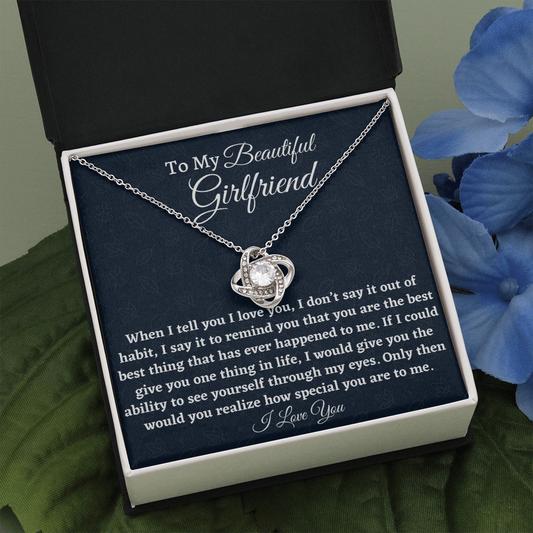 Girlfriend Necklace Gift, Anniversary Gift for Girlfriend, Love Knot Necklace, Birthday Gift for Girlfriend, Valentine’s Day Gift from Boyfriend